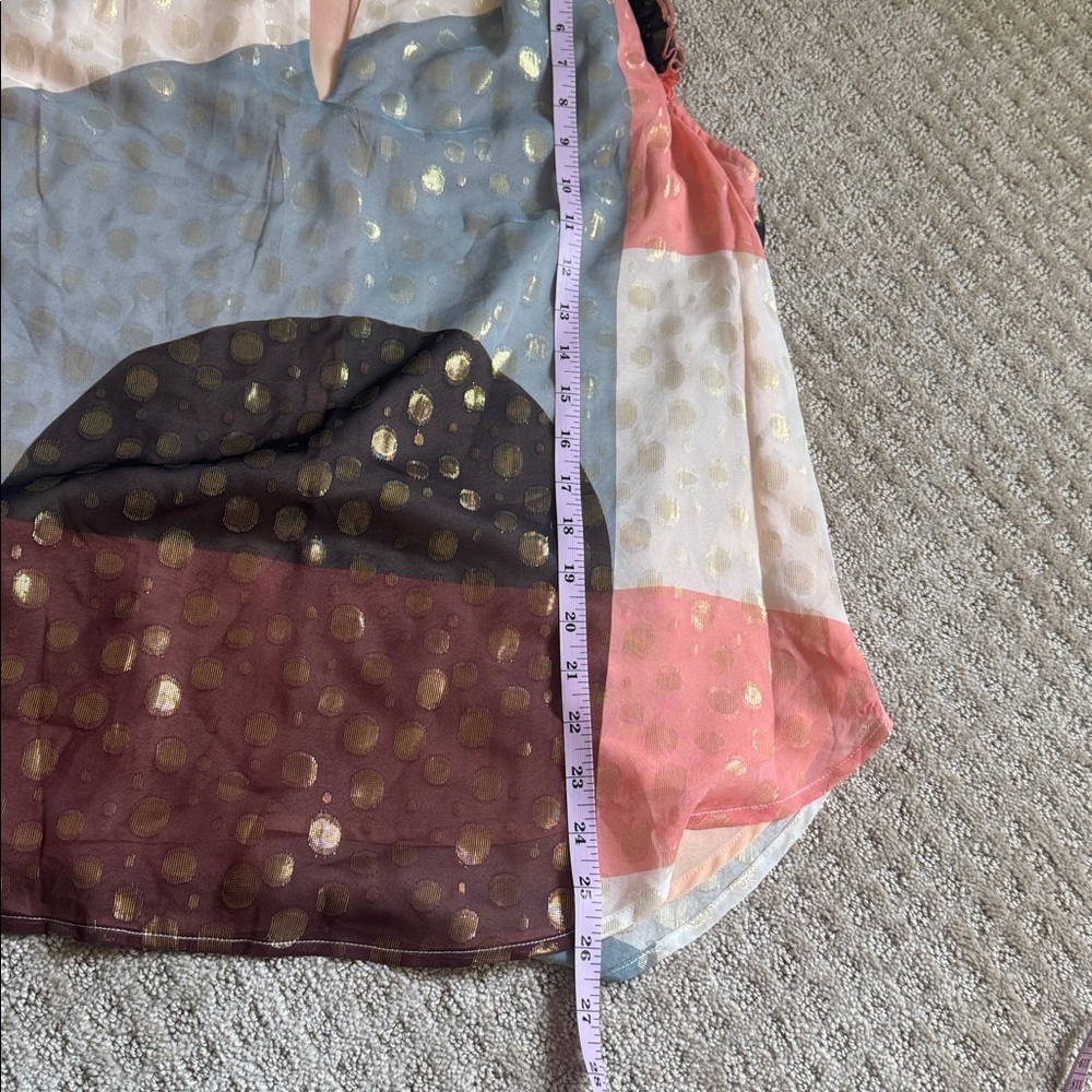 Maeve by Anthropologie Sheer Ruffle Neck Polka Dot Sleeveless Top - Picture 6 of 9